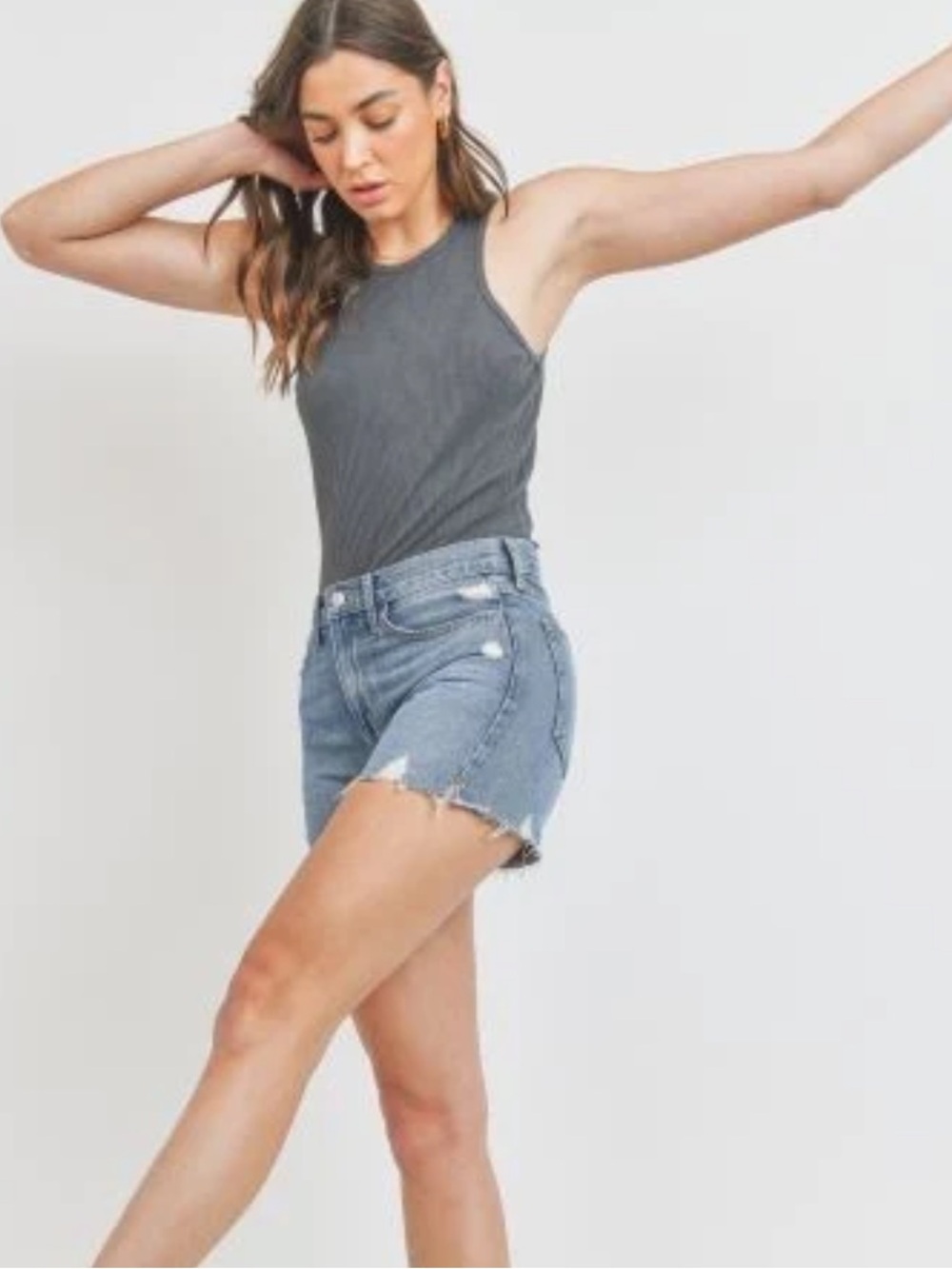 NWT Just Black Denim Clean HR Slit Shorts Size S